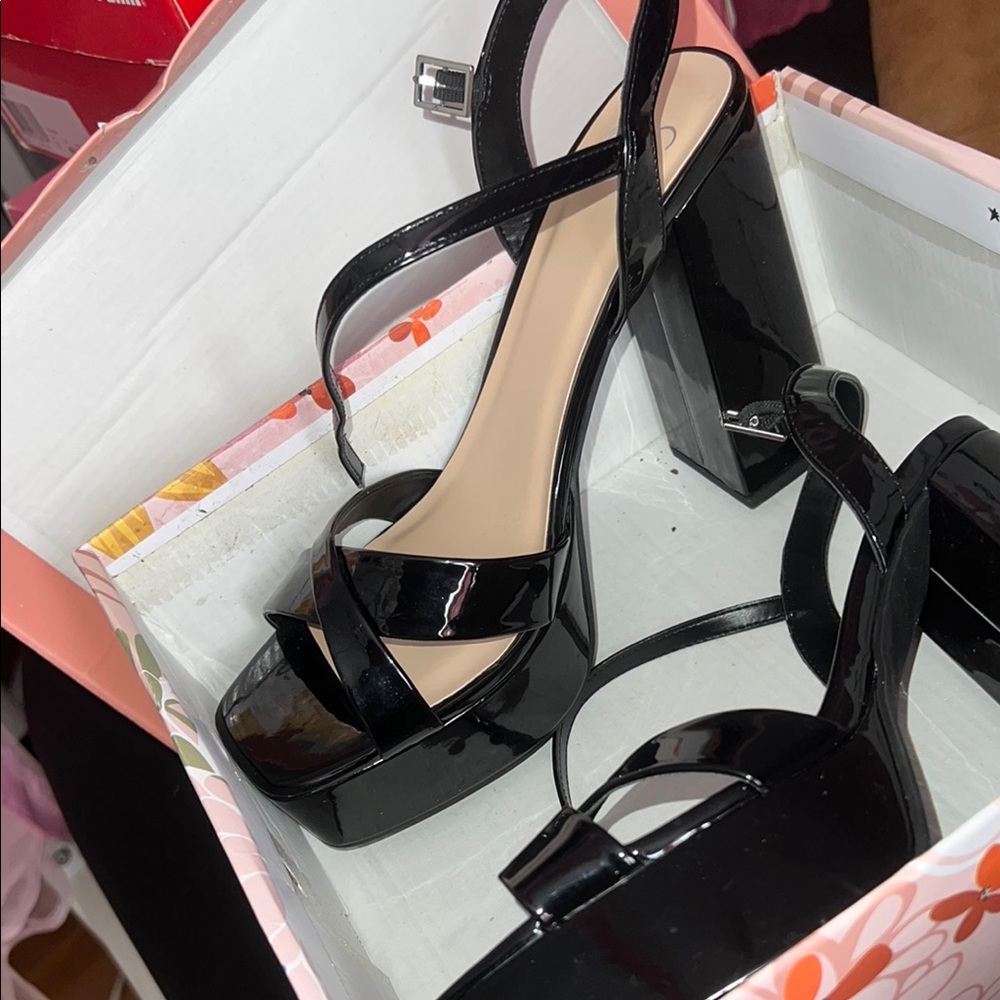 Women's Black Strappy Platform Heels